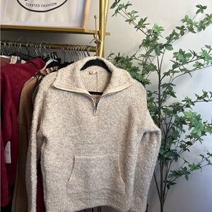 Hem & Thread Beige Cowl Neck Sweater